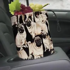 パグ　車　ゴミ箱　小物入れ　犬　雑貨　可愛い　お洒落　黒