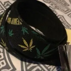 90's デッドストック　ガチャベルト　大麻柄　ガンジャ　麻　マリファナ　420