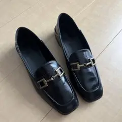黒ローファー 金具付き 合成皮革