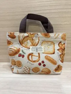 【訳あり】パン柄 ミニトートバッグ ハンドメイド