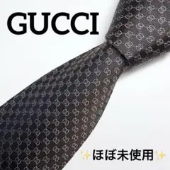 ✨ほぼ未使用✨GUCCI グッチ GG柄 ブラウン 光沢 高級 ネクタイ