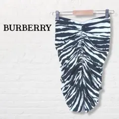 Burberry☆モノクロウォーターカラー プリント ジップスカート【36】