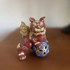 玉乗り獅子の置物 九谷焼