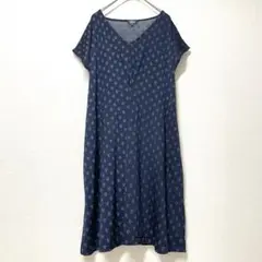 PART2 花柄　ネイビー ワンピース ひざ丈　M トップス　半袖