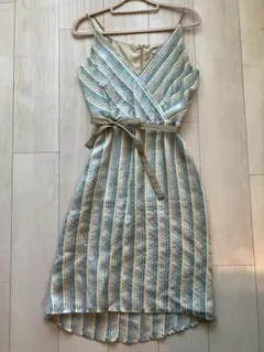 MAX &Coのストライプ ラップワンピース ノースリーブ ひざ丈中古