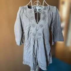 NATURAL BEAUTY ブラウン刺繍チュニック