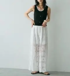 Trishトリッシュ　パンツ スクエアレースイージーパンツ レディース