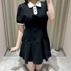 An MILLE レースタックフレアポロOP ミニワンピ　アンミール