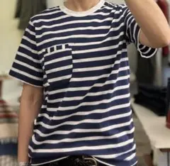 Simva Navy/Off/ W-Pocket Border Tee