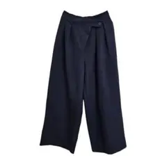 ドゥーベル ラップパンツ ワイドパンツ タック入り ネイビー M さらっと薄手