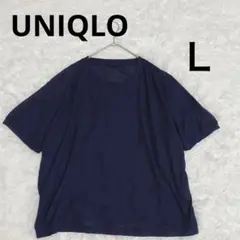 ユニクロ　UNIQLO レディース　Ｌサイズ シアー　半袖シャツ　ネイビー