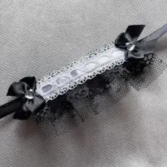 330 ぬいぐるみ用 ヘッドドレス 10cmぬい 黒 ハート ビジュー リボン