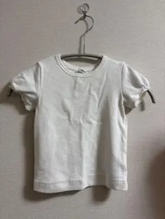 ホワイトコットンTシャツ フリル付き 2years