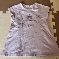 リボン柄 薄紫色 半袖110cm