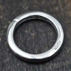 （Lサイズ）シルバー　角平キーリング　キーホルダー　2重リング　丸カン