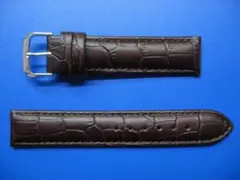 スイス製本革時計ベルト★クロコ艶なし濃茶19mm