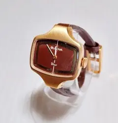 オールド BULOVA×Dior 腕時計 ロゴ金具 ブラウン文字盤 レザー BULOVA X DIOR WATCH WITH LOGO HARDWARE, BROWN DIAL, LEATHER