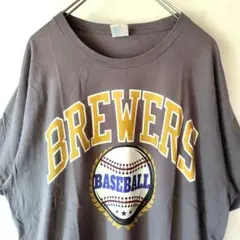 【PORT＆COMPANY】US古着 野球柄Tシャツ L チャコールグレー
