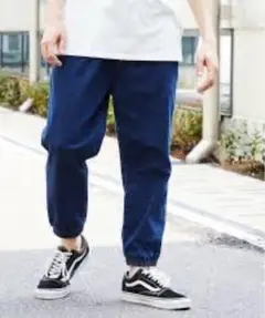 ダークインディゴブルー ストレッチイージージョガーパンツ