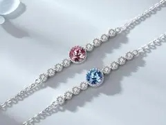 キュービックジルコニアS925ブレスレット マリンブルー 高品質人気 レディース