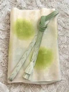 【ほぼ未使用品】グリーン帯締め クリーム色帯揚げ 2点セット