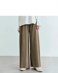 maviru　アコーディオンプリーツルーズワイドパンツ グレージュ　楽天