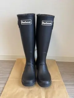 Barbour ブラック長靴 バックル付き UK4
