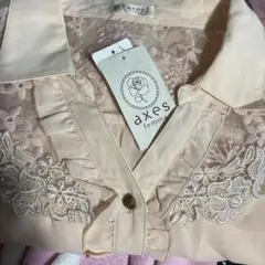 【新品タグ付き】axes femme ピーチピンクフリルシャツ