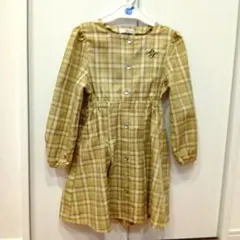 ALGY ベージュチェック長袖ワンピース