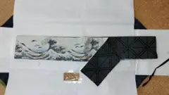 半幅帯 北斎 富嶽三十六景 波とイルカ