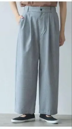 yuni ●○ウォッシャブルサマーウール ギンガムチェック テーパードパンツ