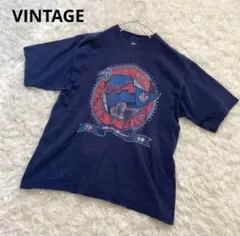 ヴィンテージTシャツ 半袖　Lサイズ　USA ネイビー　ビンテージ　ゆったり