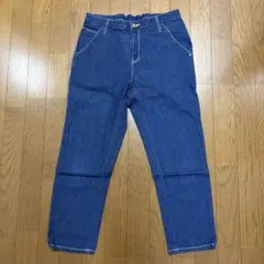 ダークブルー ストレートレッグデニム パンツ 後ろにゴム加工
