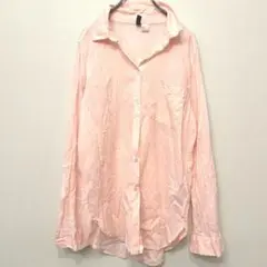 長袖シャツ ピンク 美品 無地 38 M相当 オフィス 人気 通勤 ⭐︎343