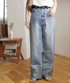 DISCOAT USコットンデニムロールアップパンツ