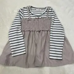 Happyw110 ストライプスモッキングトップス 110cm