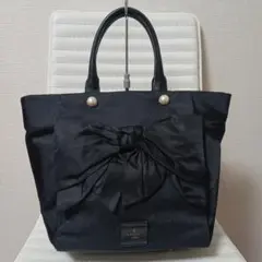 1772　ランバン　LANVIN　トートバッグ　ブラック　リボン　極美品