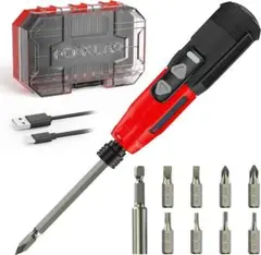 【✨新品未使用✨】電動ドライバー 小型 充電式 LEDライト付 ビット10本