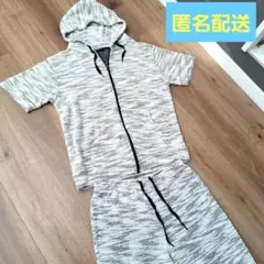 メンズ　セットアップ　モフモフ　白　黒　LLサイズ　部屋着