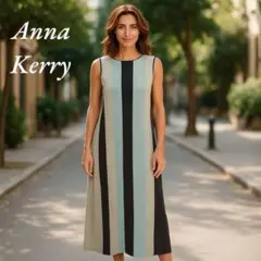 Anna Kerry ストライプ ノースリーブ ロングワンピース サイズ38