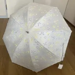 【未使用品】ランバンオンブルー リボン総柄 晴雨兼用 ショート傘 日傘 ホワイト