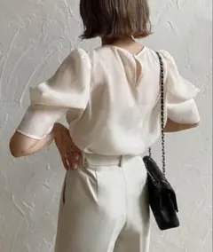 《新品》JUNOAH＊パフスリーブシアートップス**シアーシャツ＊