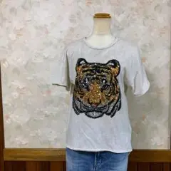 Zara タイガー のキラキラ⭐︎スパンコール　Tシャツ♡