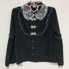 地雷 量産型 ブラック トップス チャイナ 姫袖