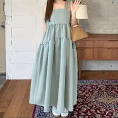 神戸レタス わかなさんコラボ ショルダーリボンキャミワンピース ミント グリーン