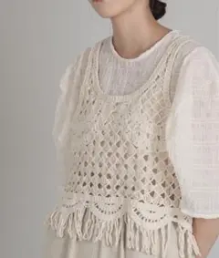 lawgy cord yarn fringe vest 美品