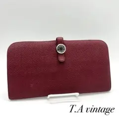 美品!エルメス ドゴンロング ボルドー レッド 長財布