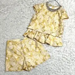美品✨グレースコンチネンタル ビジュー レース ペプラム フリル セットアップ