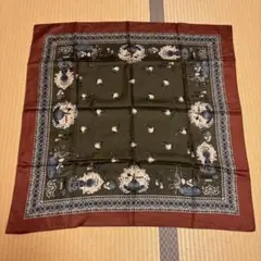 【希少】インテリアモチーフ 昭和レトロでおしゃれなスカーフ 黒×茶