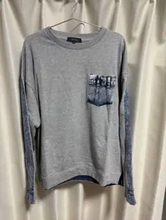 グレー デニムポケット スウェット L インディゴ